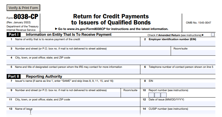 Form 8038 CP